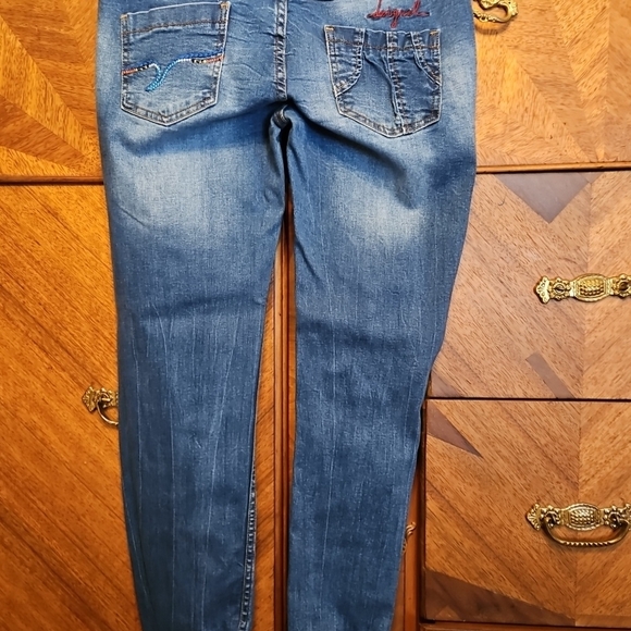 Desigual Women's Boyfriend Jeans in Blue with Multicolor Patchwork - Picture 8 of 11